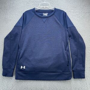 Under Armour Sweater Womens Large Blue Novelty Fleece Crew Loose Pockets